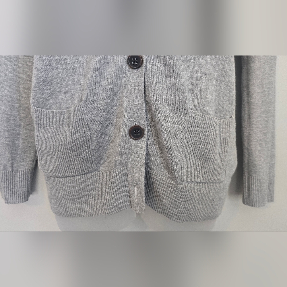 Gap Cardigan Small Button Front Elbow Pads Grandpa Sweater Cotton Gray Oversized - Picture 9 of 11